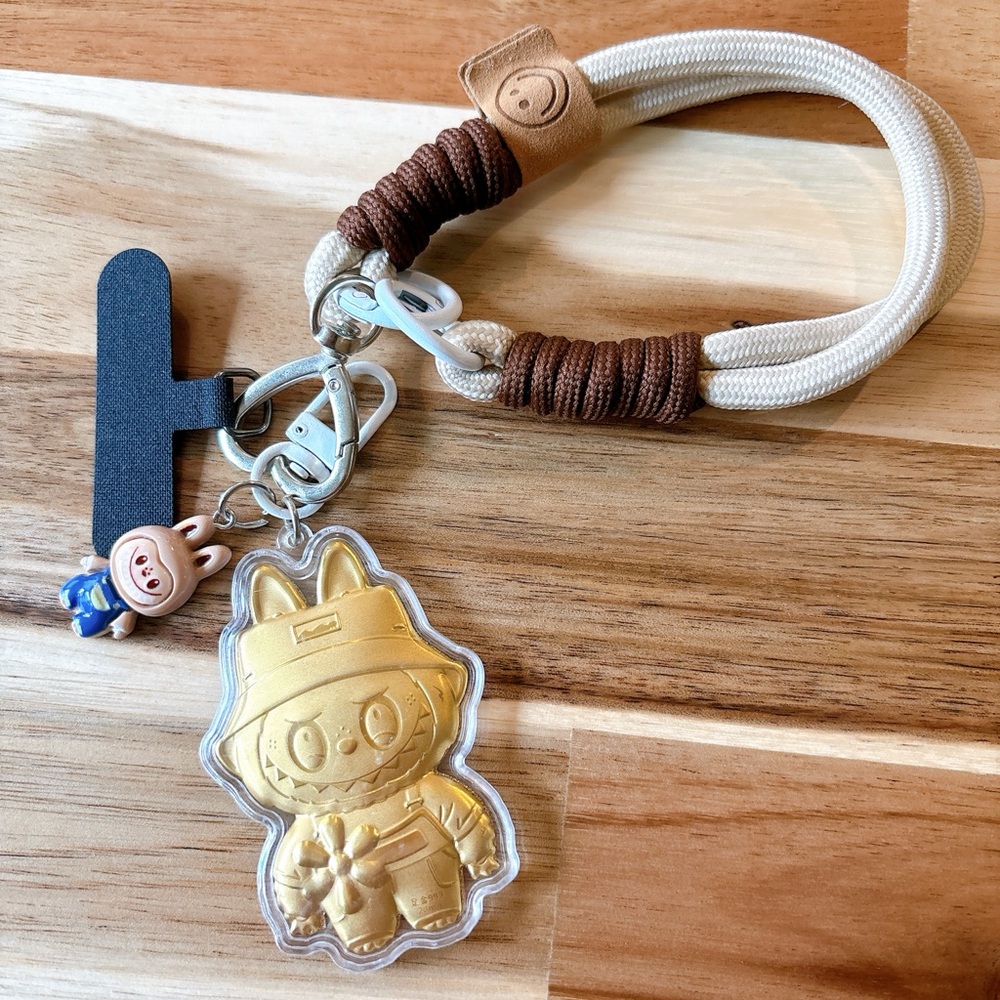 【Authentic】Labubu POP MART Phone Chain Keychain | Kawaii Brown & Cream Cord | Co
